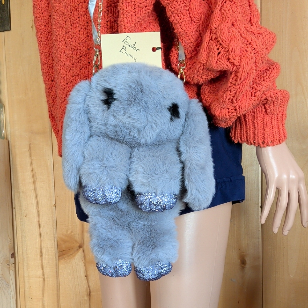 "Pewter" Gray Plush Bunny Bag